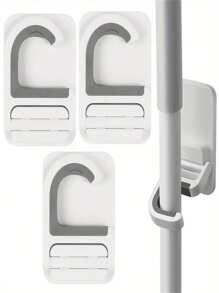 1/3 piezas Percha de pared para escoba, blanca, soporte para trapeador, ahorro de espacio, autoadhesiva, organizadora