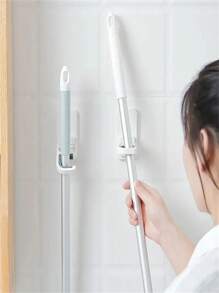 1/3 piezas Percha de pared para escoba, blanca, soporte para trapeador, ahorro de espacio, autoadhesiva, organizadora