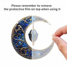 1 Piece Traditional Holiday Blue Star And Moon Lamp Pendant. 2D Acrylic Creative Wall Door And Window Art Hanging. An Exclusive Accessory For Everyday Home Patio Porch Wear. Ideal Shelf For Offices, Cafes And Dormitories. A Surprise Gift For Your Dear Friends.,Home Decor ,Room Decor,Wall Decor E-I-D