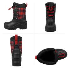 Riemot Boy's Girl'sWinter Boots Waterproof Snow Boots Insulated Furry Walking Mucker Yard Boots Warm Anti-Slip Ankle Hiking Skiing Boots In Snow Season. - Black - View 5
