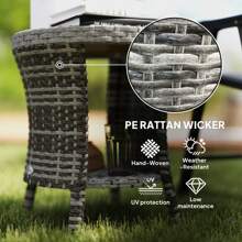 Outsunny 18" Outdoor Wicker Coffee Table, PE Rattan Patio Side Table With 2-Tier Storage, Composite Wood Top For Garden Backyard Balcony - Mixed Gray - View 5