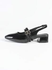 xingyunxing Mary Jane Pumps, Koreaanse Stijl Chunky Heeled Slip-On Ondiepe Pumps Voor Vrouwen