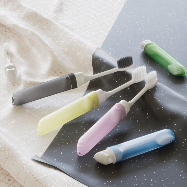 1/5 peças de escova de dentes de viagem, conjunto de escova de dentes de viagem, mini escova de dentes macia portátil para viagem com capa para escova de dentes pequena escova de dentes dobrável embalada individualmente para casa viagem acampamento decoração de banheiro verão volta às aulas