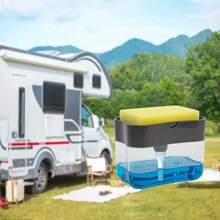 Kitchen Scrub Cleaning Box, Automatic Liquid Dispenser, Press Type Automatic Liquid Outlet Box, Scouring Pad Dishwashing Brush Soap Dispenser Box - Multicolor - View 6