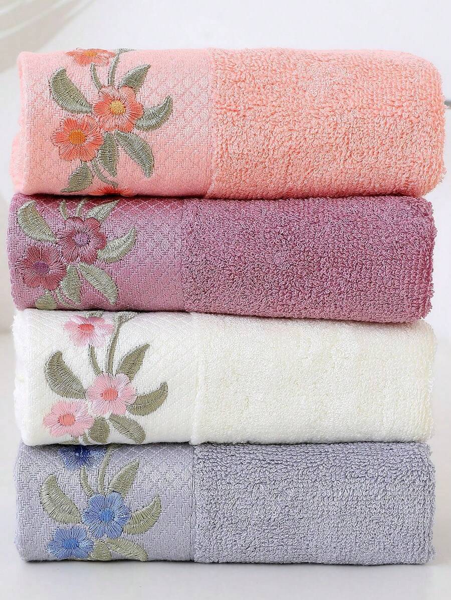 1/4 Pcs Set Peony Embroidery Design Hand Towel, Size: 34cm*74cm, Plush Soft, Ultra Absorbent, Quick Drying Towel, Staple Rayon, Knit Fabric, Bath Towel, Face Towel, Suitable For Home, Hotel, Bathroom, Spa, Swimming Pool Home Bathroom Decor Fall Decor Back To School For Beauty Salon Home Bathroom Shower Towels For Beaty Salon, Hotel Sports,Home Essentials, Towel, Skin Care