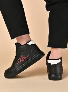 Men's Boots, Fashionable Casual Sports Shoes, Minimalist Solid Color Leather Riding Boots - Black - View 7