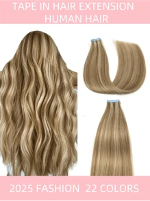 20pcs/30g Seamless Tape-In Hair Extensions, Real Human Straight Hair, Skin-Friendly Adhesive, Salon Quality, For Women, Suitable For Halloween Costumes - S6/613 - View 3