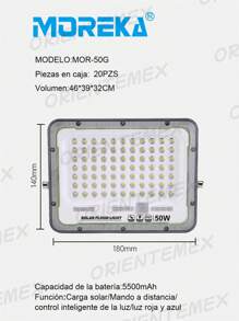 High-Power Portable Solar Floodlight Outdoor Waterproof Intelligent Remote Control Garden Emergency Light Super Bright High-Power Long-Lasting Floodlight Remote Timing Intelligent Light Control - Black and White - View 2