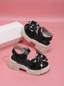 2025 Summer Big Bow Girls High Heel Sandals, Comfortable PU Leather Children Party & Casual Sandals
