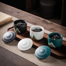 وعاء خزفي محمول صغير السعة لتخزين أوراق الشاي 160مل، وعاء تخزين أوراق الشاي، حاوية محكمة الإغلاق للفول القهوة