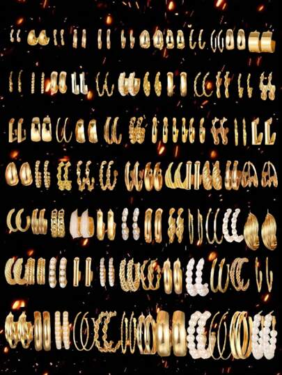 48 件/12 件/24 件套装简约心形和 C 形螺旋仿珍珠耳环套装，适合女士、送给女友、朋友、派对珠宝的礼物