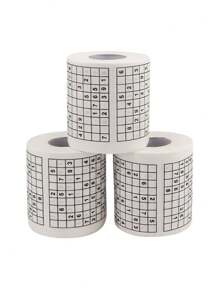 1/3Roll Creative Sudoku Printing Tissue, Fun Math Game Gift Roll Toilet Paper, Without Bleach Log Pulp Paper, Household Cleaning Supplies, Party Supplies, Party Decor, Home Decor, Holiday Gift