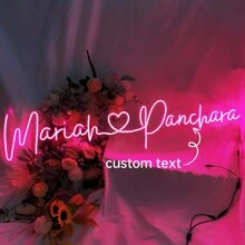 Letrero de neón personalizado para decoración de boda, letrero de neón personalizado para decoración de habitación, regalo del Día de San Valentín, nombres de pareja personalizados con corazón, letrero de neón iluminado, decoración de pared del hogar, telón de fondo para boda y compromiso, regalo para amante