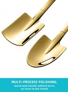 5/10/20pcs Stainless Steel Silver/Golden Finish Spoons Set, Shovel-Shaped Spoons For Digging Watermelon/Tea/Dessert/Cake/Stirring/Fruit/Ice Cream, Kitchen Tableware Set, Cutlery Set, Perfect For Home, Kitchen, Bar, Restaurant, Wedding, Birthdays, New Year, Halloween, Christmas, Easter, Valentine's Day, Thanksgiving Celebrations, And Other Festive Parties, Christmas Gift, Gift Givings-Party , Dishwasher Safe