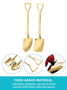 5/10/20pcs Stainless Steel Silver/Golden Finish Spoons Set, Shovel-Shaped Spoons For Digging Watermelon/Tea/Dessert/Cake/Stirring/Fruit/Ice Cream, Kitchen Tableware Set, Cutlery Set, Perfect For Home, Kitchen, Bar, Restaurant, Wedding, Birthdays, New Year, Halloween, Christmas, Easter, Valentine's Day, Thanksgiving Celebrations, And Other Festive Parties, Christmas Gift, Gift Givings-Party , Dishwasher Safe