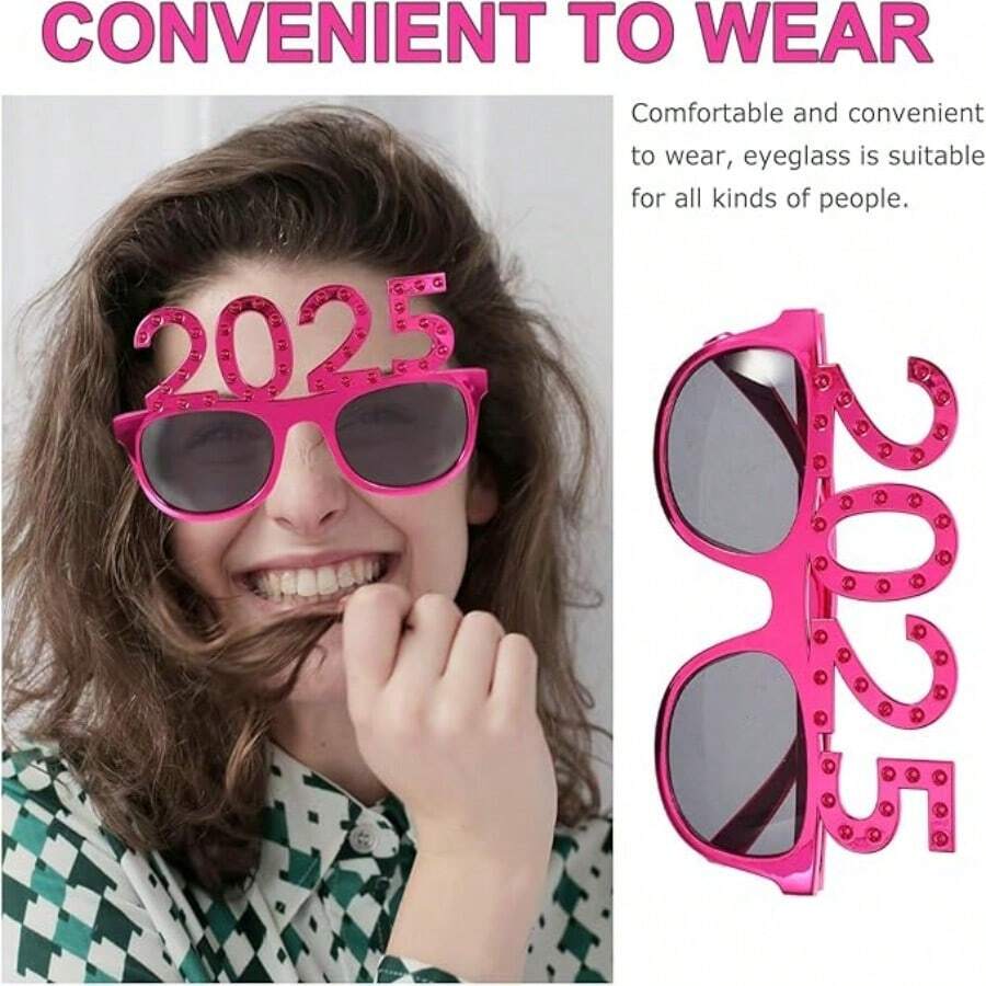 5PCS 2025 Óculos 2025 Número Óculos de Festa de Ano Novo Glitter 2025
