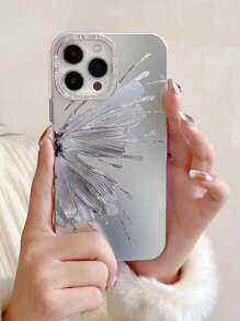 New Stylish High-Grade Natural Silver Butterfly Compatible With Apple 11/12/13/14/15/16 Pro Max Creative Full Protective Shockproof Phone Case - Purple - View 2