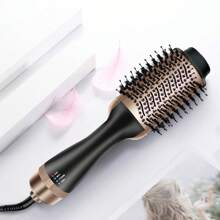 1 Pc Multifunctional Hot Air Comb,4-In-1 Hot Air CombHair Dryer, For Hair Curler & Straightener, Puffy Hairstyling,One-Step Volumizer Hair Dryer And Styler,Less Frizz, More Shine And Less Heat Damage For Salon-Style Blowouts Black/Pink