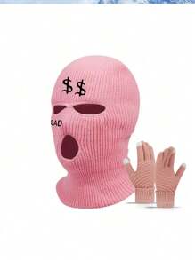 1 件男女通用刺绣拉法帽针织帽，3 孔，保暖防风头饰，适合日常使用、徒步旅行、登山、骑自行车和礼物 - 彩色 - 查看 4