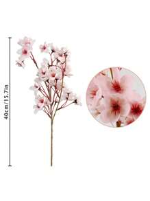 人造花束，人造樱花花，丝绸桃花假植物插花樱花人造花满天星，现代人造花束适用于家庭办公室鲜花花束中心装饰婚礼装饰 - 粉色 - 查看 9
