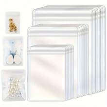 30/100 piezas Bolsas transparentes de PVC autosellantes, adecuadas para joyería - a prueba de polvo y anti-oxidación, bolsas de almacenamiento para aretes, anillos, pulseras - transparente - Ver 11