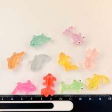 10pcs Mixed Glow-In-The-Dark Small Fish Decorations, DIY Craft Supplies For Scrapbooking, Earrings, Hair Accessories, Jewelry Making, Wedding Decorations - Multicolor - View 8