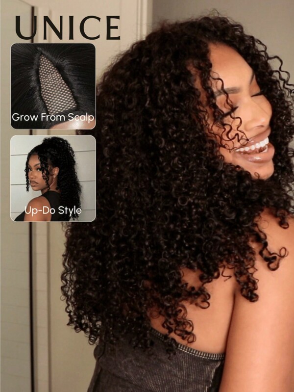 Unice Unice Hair EasiContour V Part Minimal Leave Out Jerry Curly Wig Seamless Edge Upgrade U Part Wig Beginner Friendly Wigs For Women Unice Wigs