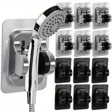 3pcs Easy To Install Adjustable Shower Head Bracket - No Drilling Required, Waterproof ABS Bracket With Hooks, Suitable For Bathroom Accessories Home Bathroom Decor