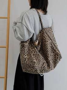 Big Stylish Leopard Print Tote Bag,Large Capacity Shoulder Bag,Perfect Underarm Bag For Commuting,School Bag,Large Capacity,Portable,For Teen Girls Women College Students,White-Collar Workers,Perfect For Work,Back To School,Middle School,High School,College,Vacation, New Arrival Tote Bags For Woman, New Fall Winter Tiger Print Bag For Women, New Fall Winter Cheetah Print Purse For Women