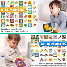 SHIXIONG Tarjetas Flash de Alto Contraste para Niños,96 Tarjetas Flash con 192 Patrón,Tarjetas Didácticas de Estimulación Visual,Tarjetas de Regalo para bebé de Alto Contraste,Regalar a los Niños - Multicolor - Ver 4