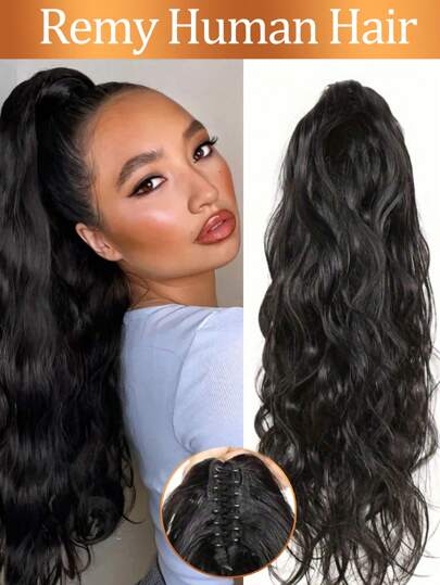 Claw Clip Ponytail Extension Water Wave Human Hair Clip In Ponytail Hair Extensions Pony Tails Hair Extensions Remy Hair Long Body Wave Ponytail Hair Extension For Women