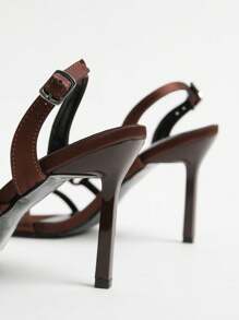 Women Sexy Criss-Cross Strap Design Stiletto High Heel Sandals, Elegant Versatile Summer Party Shoes - Coffee Brown - View 5