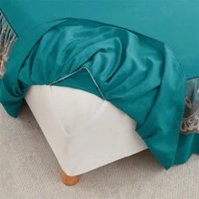 1 tấm váy giường ren thanh lịch, vỏ giường mềm chống bụi màu trơn phù hợp với mọi mùa, cỡ lớn, ga trải giường chống trượt (váy giường * 1, không có vỏ gối), đồ trang trí phòng ngủ - con công màu xanh - Xem 6