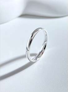 Esberry 1pc S925 Sterling Silver Simple 3MM Smooth Plain Ring For Women Fine Ladies Jewelry Gift Daily Party Gifts