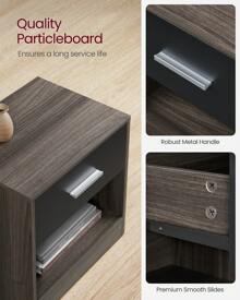 VASAGLE Bedside Table With Drawer, Handle, Open Compartment, For Bedroom, Living Room, Straw Yellow - Brown - View 4