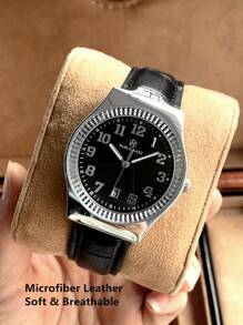 Pablo Raez 1 件男女复古手表原装迷人情侣腕表不锈钢夏季配饰银色奢华黑色柔软舒适超细纤维皮革时尚石英钟复古风格男女情侣手表带日期 50 米防水全新男女腕表运动休闲时尚馈赠朋友或家人父亲礼物适合日常生活/工作/派对装饰毕业婚礼礼物 - 黑色 - 查看 6