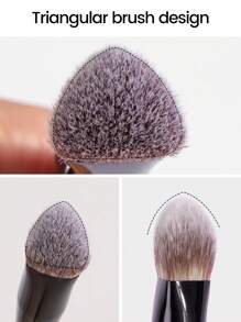 MAANGE 1pc Triangle Brush, Protable Smudge Cosmetic Brush Makeup Brush With Foundation Brush Blush Brush Loose Powder Brush Contour Brush Highlighter Brush Makeup Tools Gift For Women & Girl Travel Makeup Brush ﻿ - 黑色 - 查看 8