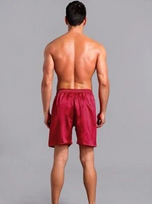 2-Piece Men's Casual Loose Thin Ice Silk Comfortable Shorts Summer, Men's Home Pajamas Ideal For Lounging, Sleeping, Casual Home Wear, And Everyday Relaxation.  Enjoy Premium Sleepwear, Comfortable Pajama Bottoms, And Effortlessly Stylish Lounge Shorts. - xanh + đỏ - Xem 3