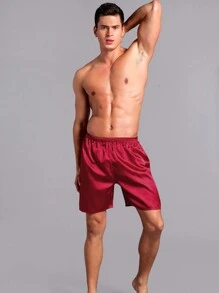 2-Piece Men's Casual Loose Thin Ice Silk Comfortable Shorts Summer, Men's Home Pajamas Ideal For Lounging, Sleeping, Casual Home Wear, And Everyday Relaxation.  Enjoy Premium Sleepwear, Comfortable Pajama Bottoms, And Effortlessly Stylish Lounge Shorts. - xanh + đỏ - Xem 8