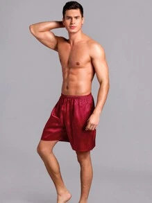 2-Piece Men's Casual Loose Thin Ice Silk Comfortable Shorts Summer, Men's Home Pajamas Ideal For Lounging, Sleeping, Casual Home Wear, And Everyday Relaxation.  Enjoy Premium Sleepwear, Comfortable Pajama Bottoms, And Effortlessly Stylish Lounge Shorts. - xanh + đỏ - Xem 9