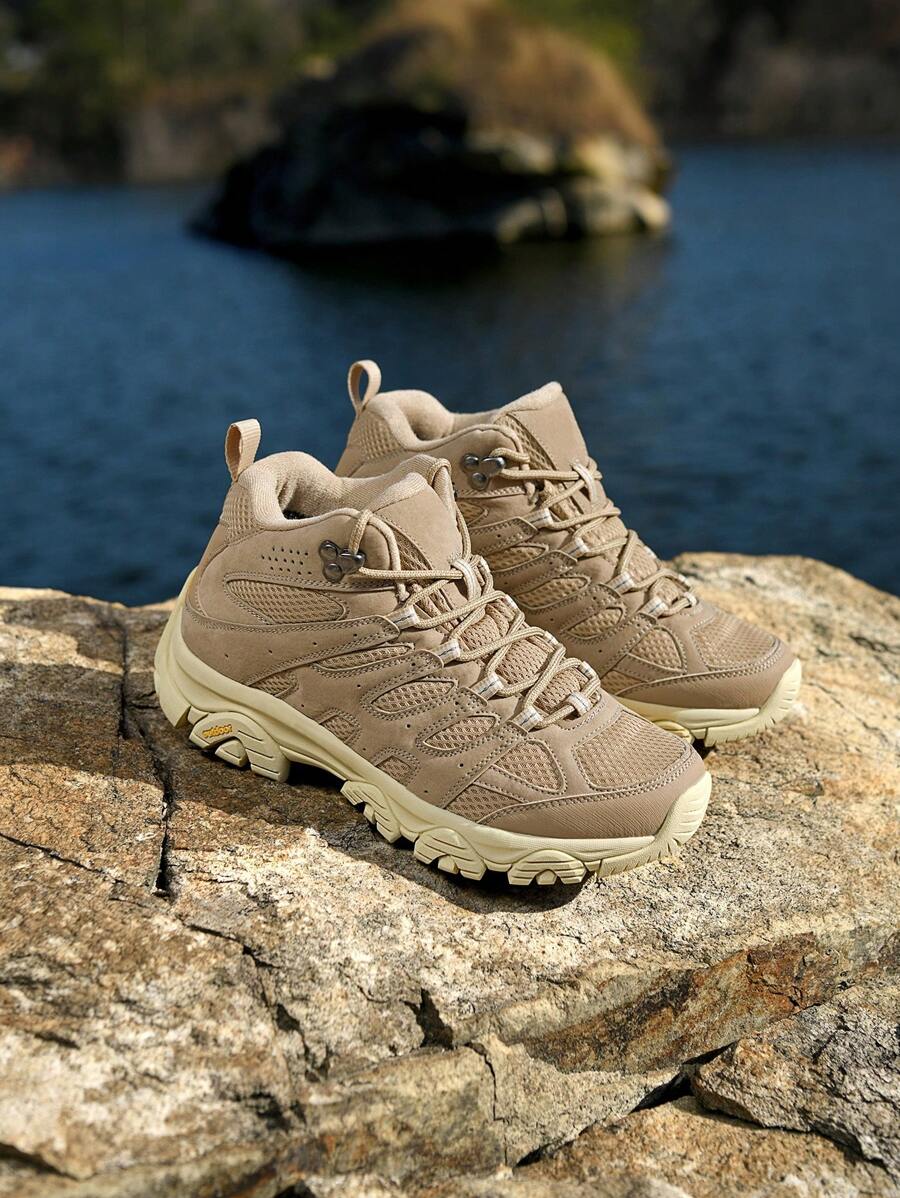 Zapatillas de caminar deslizables para mujer, cómodas y , zapatos tipo alpinismo de caña alta - Caqui - Ver 1