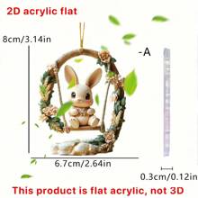 2 piezas Llavero acrílico de conejo de Pascua, Accesorio para espejo retrovisor, Colgante para mochila