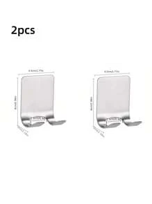 Ever Blooming 1/2/4pcs Stainless Steel Razor Holder, Drill-Free Wall Mount Razor Stand With Hook, Black And Silver, Includes Cable, Utensil Rack, Suitable For Bathroom, Bedroom, Kitchen, Home Decor, Autumn, Back To School - Multicolor - View 14