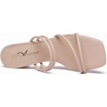 Athlefit Women's Strappy Block Chunky Heels Fashionable Square Open Toe Slip On Heeled Sandals - Nude - View 4