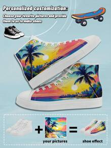 男士定制高帮帆布鞋，个性定制照片设计运动鞋，轻便防滑耐磨软底舒适，四季休闲鞋，男女独特定制礼物