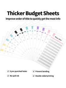 1 件 A6 PU 皮革活页预算簿，带 8 个拉链口袋、12 张彩色预算表、2 张英文贴纸、活页现金预算笔记本，用于省钱和财务规划（不包括硬币） - 彩色 - 查看 7