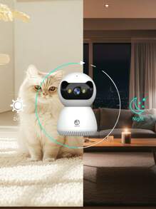 Caméra de  intérieure panoramique/inclinable 5 MP, caméra de  Wi-Fi 5G/2,4G pour bébé/animal de compagnie/nounou, stockage sur le cloud et carte SD, vision nocturne couleur, projecteur, audio bidirectionnel, alarme sirène, détection de mouvement IA. Convient comme cadeau de Noël, cadeau d'anniversaire, cadeau de la fête de la famille. Enregistrez tout à la maison, protégez votre famille ou vos amis, une carte mémoire de 64 Go (capacité de lecture de 58,2 Go) peut être achetée séparément