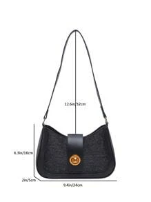 Nicho Bolsa feminina de ombro axila transversal, moda de deslocamento chique estilo coreano bolsa de sela com fecho de trava, outono/inverno