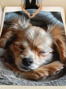 Customizable - Personalized Cat, Dog, Or Human Portrait Photo Custom Blanket, Machine Washable, Flannel Material, Suitable For Bedroom, Living Room Use As Throw Blanket, Loved By Fans And Pet Lovers, Room Decor, Fan Merchandise, Great Personalized Gift For Mother's Day, Birthday, Anniversary - White - View 7