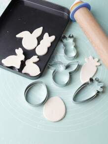 5pcs Stainless Steel Cookie Cutter Set - Animal & Nature Themed Shapes, Suitable For Baking, Including Egg, Carrot, Rabbit, Fit For Holiday Party, Animal Themed, Easter Cookie Cutters, Stainless Steel, 1.7cm Height - Multicolor - View 5